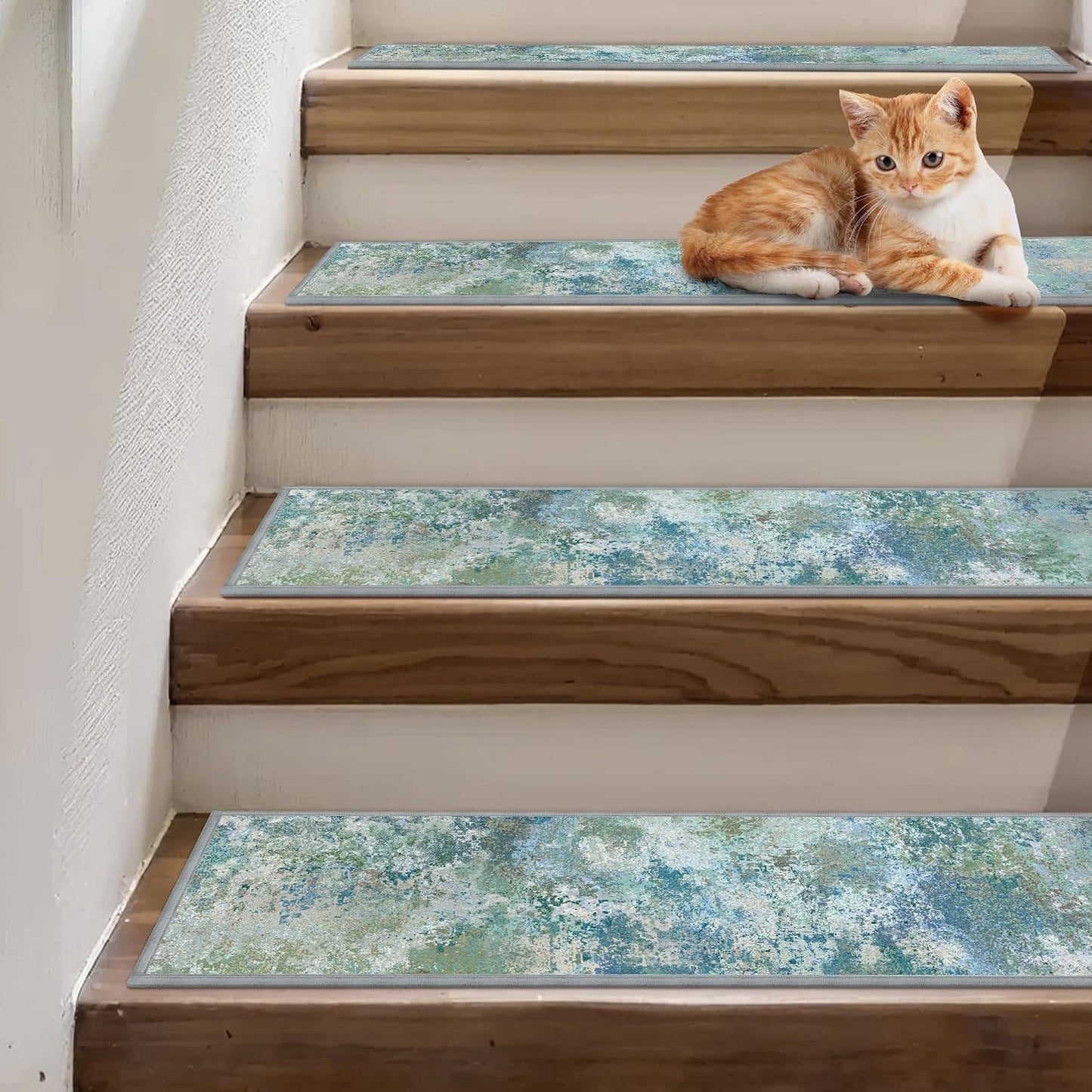 sarben Non Slip Stair Treads for Wooden Steps 15PCS - 8"x30" Indoor Safety Carpet, Edging Mats with TPE Adhesive Backing, Pet and Elderly Friendly Stair Rugs (Taupe) - Colors A