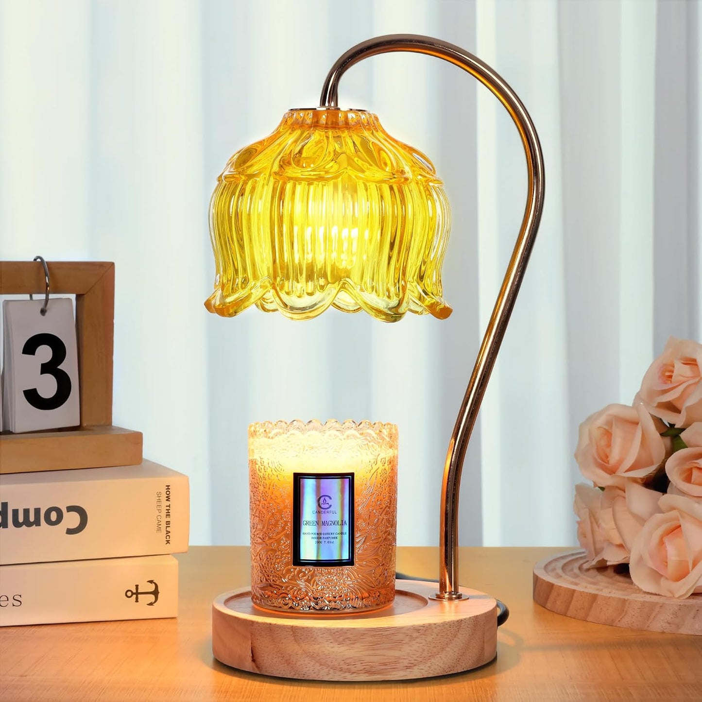 Flower Candle Warmer Lamp with Timer & Dimmer - Fits All Jar Scented Candles - Christmas & Mother's Day Gift for Women，Mom，Her