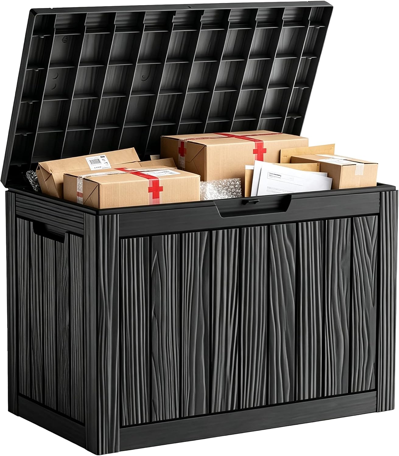 50Gal Outdoor Storage Box Anti-Theft Delivery Box Lockable Deck Box | Heavy-duty UV & weatherproof resin for secure parcel drop, patio cushion storage, garden tools & porch package organization