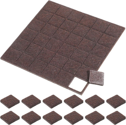 48Pcs Felt Furniture Pads, 1 inch Square Chair Leg Floor Protectors | Self-Adhesive Table Leg Floor Protectors Chair Felt Pads for Hardwood Floors (Brown)