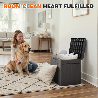 32 Gallon Deck Box Outdoor Indoor Waterproof Storage Box for Patio Furniture, Pool Accessories, Garden Tools, and Cushion Storage, Black