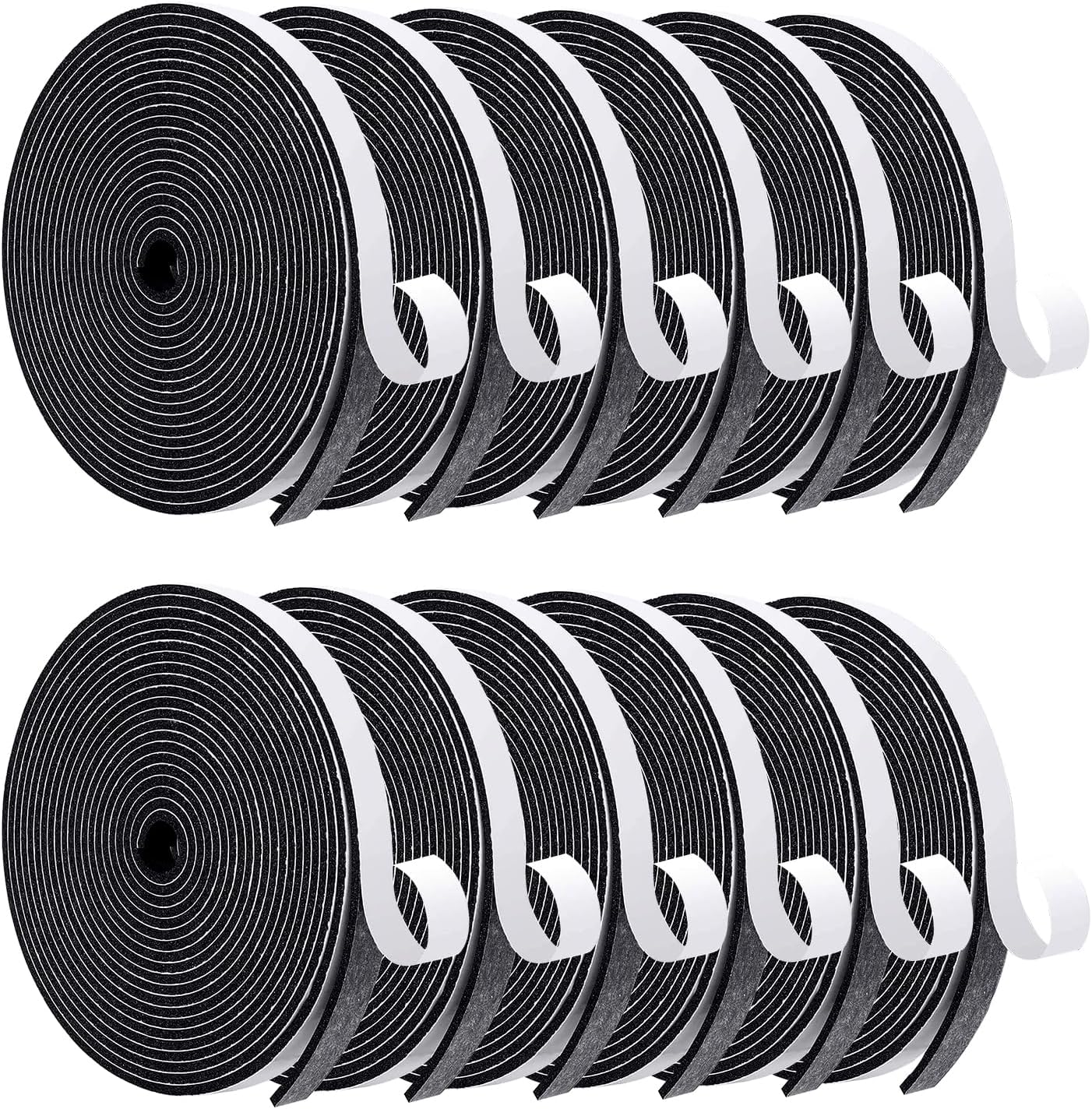 MAGZO Weather Stripping Door Seal, 1/2 Inch Wide X 1/8 Inch Thick Adhesive Foam Tape Soundproof Weatherstripping for Windows, 3 Rolls Total 50FT Black