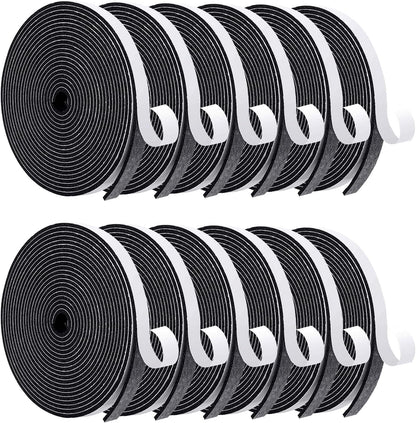 MAGZO Weather Stripping Door Seal, 1/2 Inch Wide X 1/8 Inch Thick Adhesive Foam Tape Soundproof Weatherstripping for Windows, 3 Rolls Total 50FT Black
