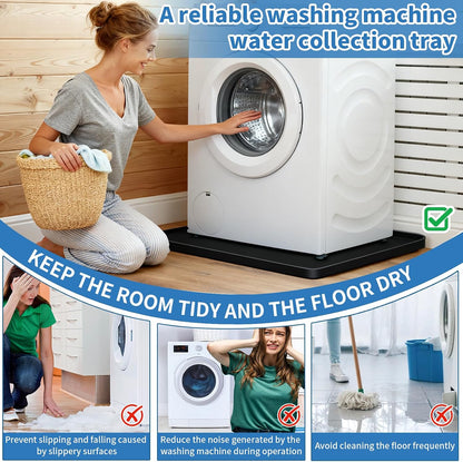 Washing Machine Drain Pan Silicone mat 27"x27" with 0.79" Raised Edges, Leak-Proof Silicone Mat, Non-Slip Waterproof Floor Protector for Washer Dryer (Grey)