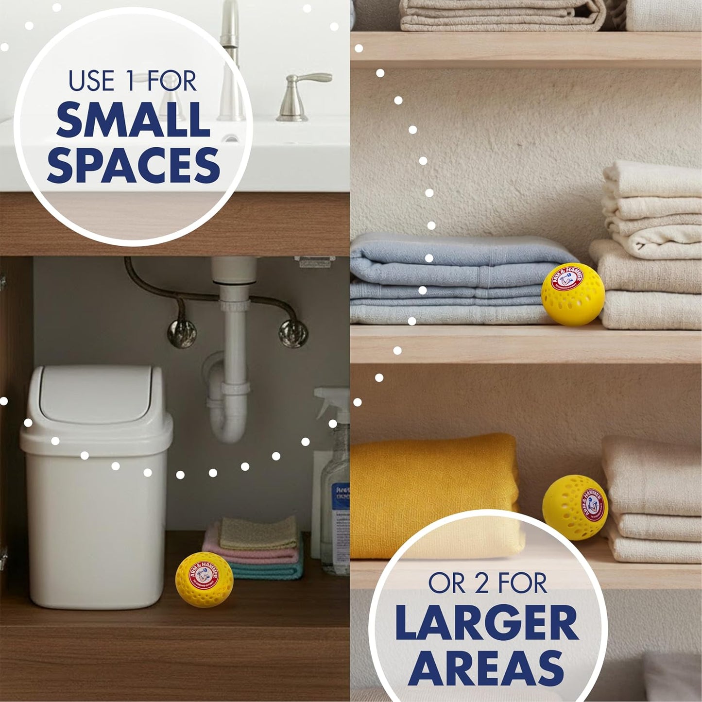 Arm & Hammer OdorBusterz® Odor Eliminator Balls, Sea Breeze, 3 Count – Baking Soda Odor Control for Closets, Drawers, Hampers & Small Spaces