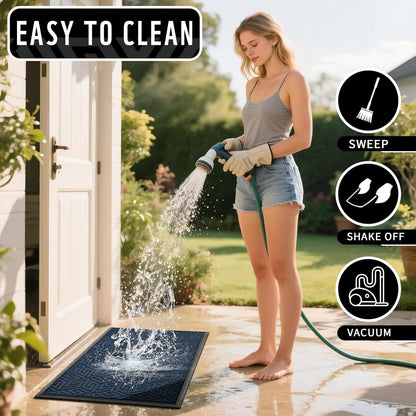 Yimobra Doormat Outdoor Entrance 29.5x17, All-Weather Waterproof Outdoor Mats for Front Door, Non Slip Welcome Door Mat for Patio Proch Outside Entryway Indoor, Black