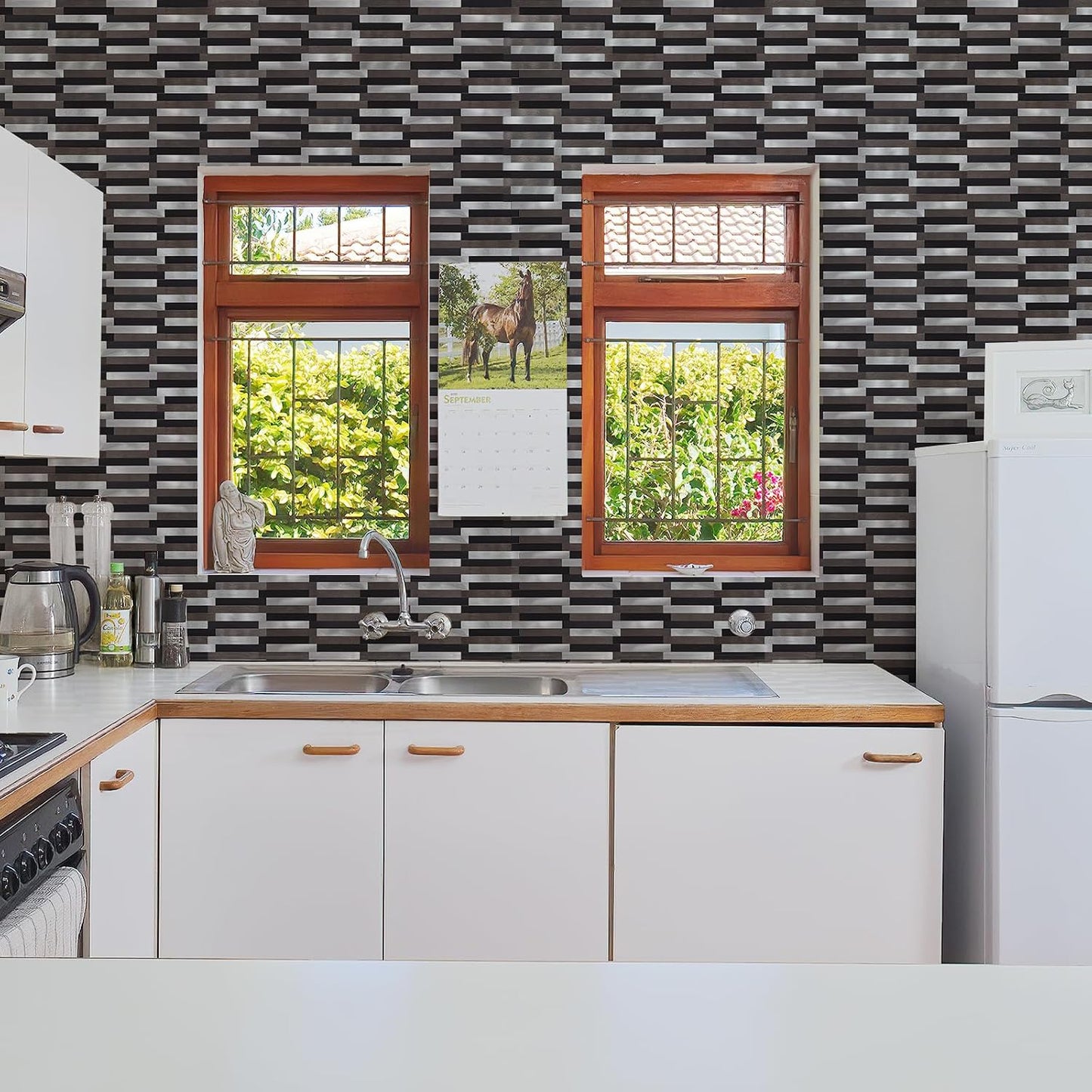 Midcard 20 Sheet Peel and Stick Backsplash, White Marble PVC Wall Tile for Kitchen Backsplash