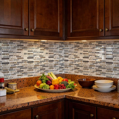 Vieshful 10 Sheet Peel and Stick Backsplash for Kitchen Wall - 12"x12" Smooth PVC 3D Visual Effect Marble Tile Stickers, Waterproof Self Adhesive Light Khaki Wall Tiles for Bathroom, Renter Friendly