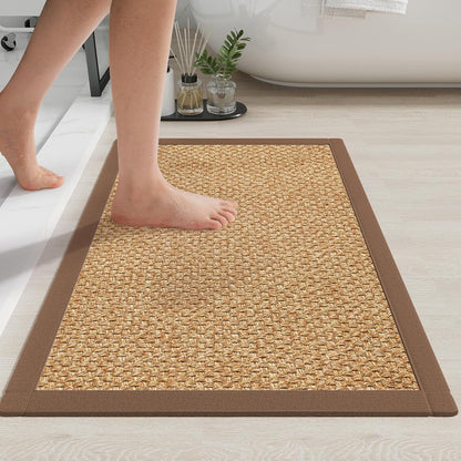 YDKGL Ultra Thin Bathroom Rugs Mat Quick Dry Absorbent Non Slip Bath Mat Bath Mats for Bathtub Mat Bathroom Carpet Fit Under Door Washable Floor Rubber Half Round Bath Rugs Grey 16x24