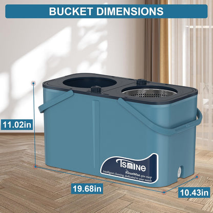 Spin Mop for Large Homes & Big Floor Cleaning, Clean & Dirty Water Separation Mop Bucket for Family & Pet Homes,4-Chamber System, Glide Wheels, Safe for Hardwood & Tile, Adjustable Handle, 6 Mop Heads