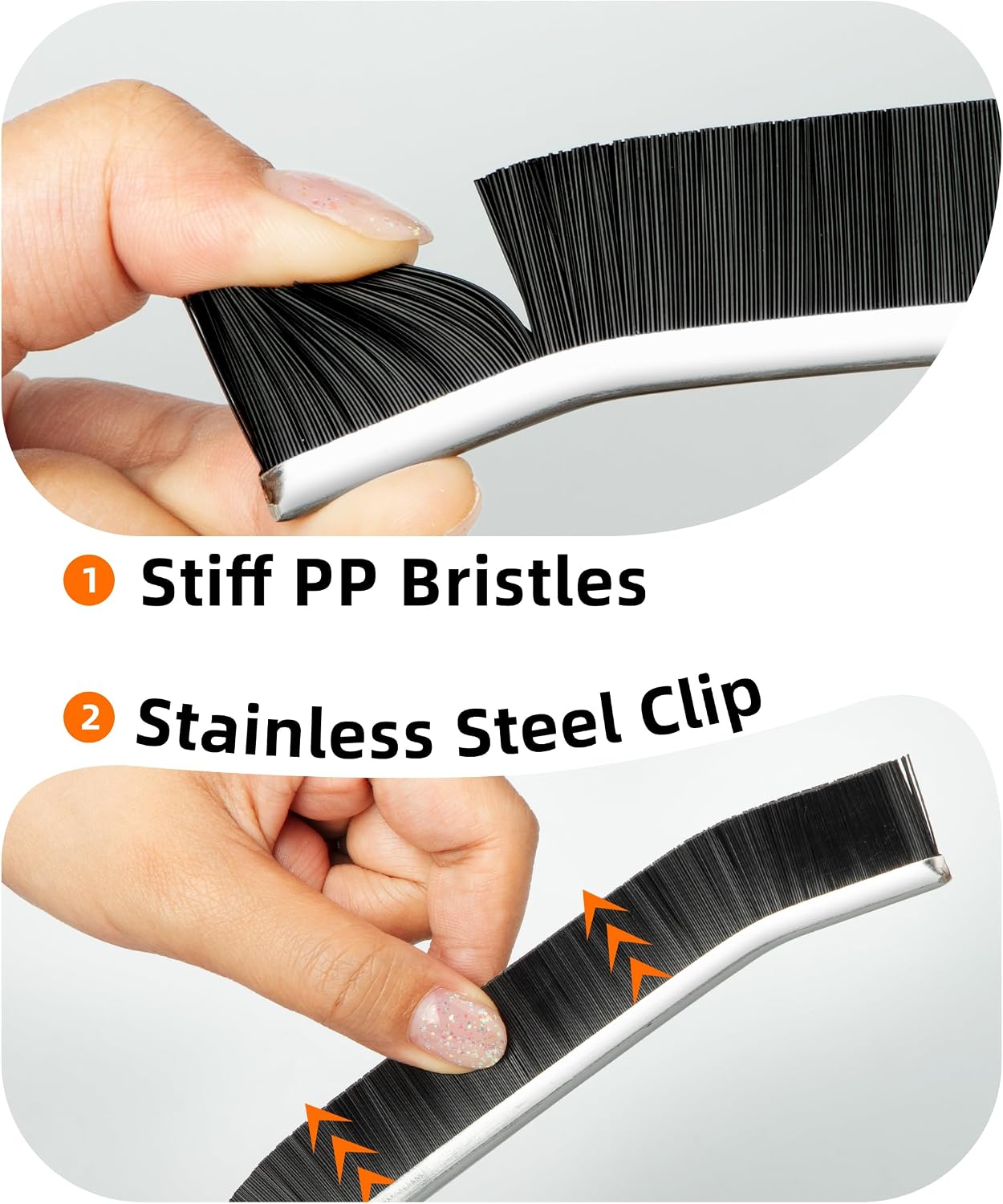 MR.SIGA Crevice Cleaning Brush, Grout Scrub Brush, Multi-Purpose Hard Bristle Brush, Ideal for Kitchen, Bathroom, Sink, Corners, Tight Spaces, 3 Pack, Black