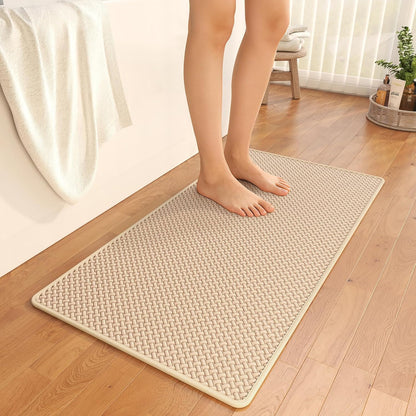 YDKGL Bathroom Rugs Non Slip, Super Absorbent Quick Dry Bath Mats for Bathroom, Foam Weave Texture Thin Bath Rugs Washable with Rubber Backing Fit Under Door Outside Shower,16" x 24“