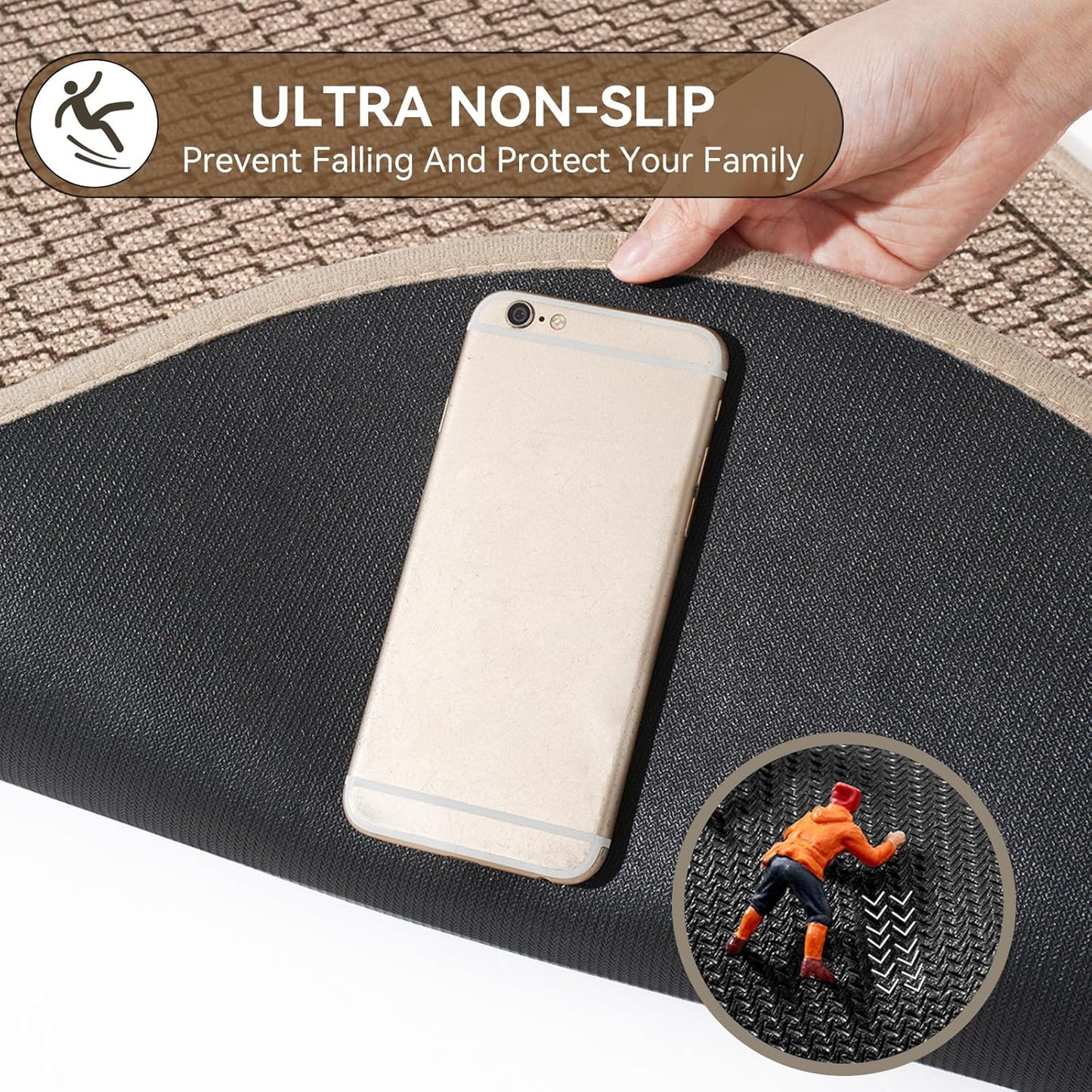 YDKGL Ultra Thin Bathroom Rugs Mat Quick Dry Absorbent Non Slip Bath Mat Bath Mats for Bathtub Mat Bathroom Carpet Fit Under Door Washable Floor Rubber Half Round Bath Rugs Grey 16x24
