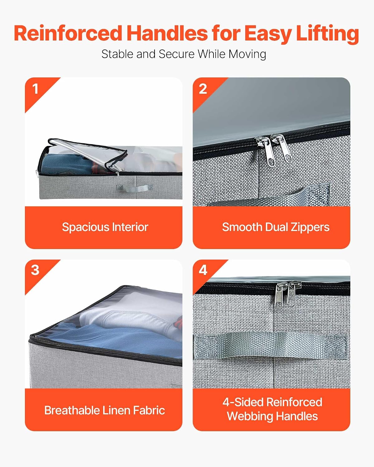 VEVOR Under Bed Storage with Wheels, 36.0 x 18.1 x 7.3 inch, Underbed Containers with Clear Lid, Underbed Shoe Organizer, Rolling Under the Bed Storage Bins for Clothes Shoes Blankets Bedroom, 2 Pack