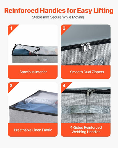 VEVOR Under Bed Storage with Wheels, 36.0 x 18.1 x 7.3 inch, Underbed Containers with Clear Lid, Underbed Shoe Organizer, Rolling Under the Bed Storage Bins for Clothes Shoes Blankets Bedroom, 2 Pack