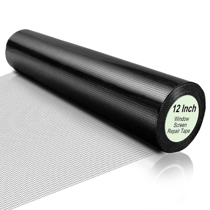 CroBlissful Extra Wide 5 inch x 20 ft Window Screen Tape Mesh Repair Strong Adhesive Waterproof Fiberglass Screen Repair Kit Patch for Window Door Tears Holes(Black)
