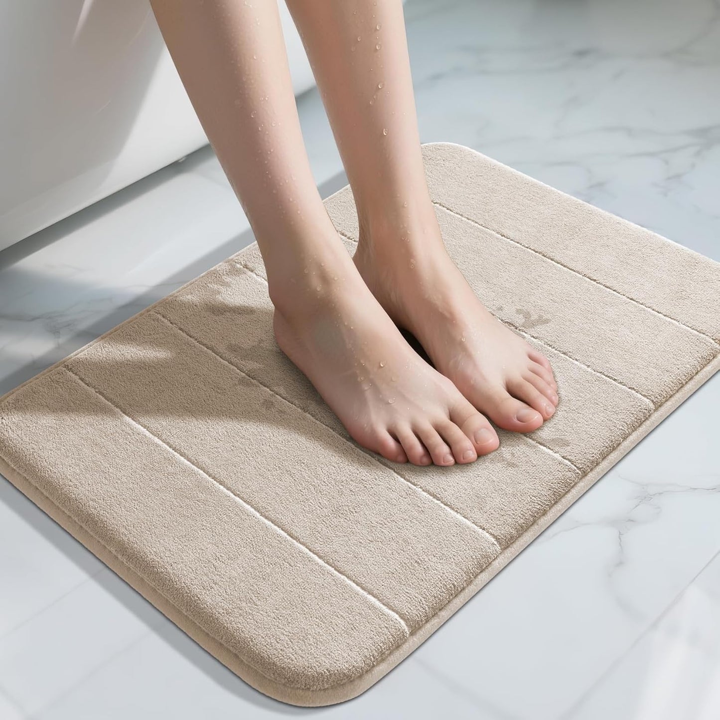 Yimobra Memory Foam Bath Mat, Super Soft Absorbent Bathroom Rug Non Slip, Quick Dry, Machine Washable Floor Carpet for Tub Shower, Home Decor Accessories, 24x17, Grey