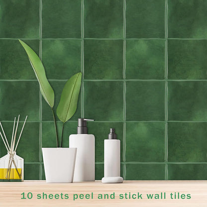 White Peel and Stick Backsplash Tiles for Kitchen, 10-Pack Self-Adhesive Waterproof Vinyl Bathroom Wall Tile(12 * 12 inches)