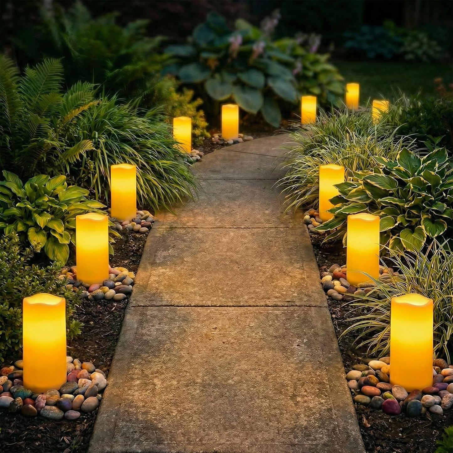 Homemory 3 Pack Flameless Candles, Outdoor Waterproof, Battery Operated LED Pillar Candles with Remote Control and Timer, Plastic, Long Lasting，4”5”6”
