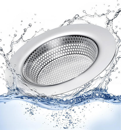 Anti-Clog Sink Drain Strainer Applicable to Different Kitchen Drains, Safe Design Stainless Steel Kitchen Sink Strainer, Drain Cover Filter Food Catcher Basket Easy to Clean - Inner Diameter 2.95 Inch
