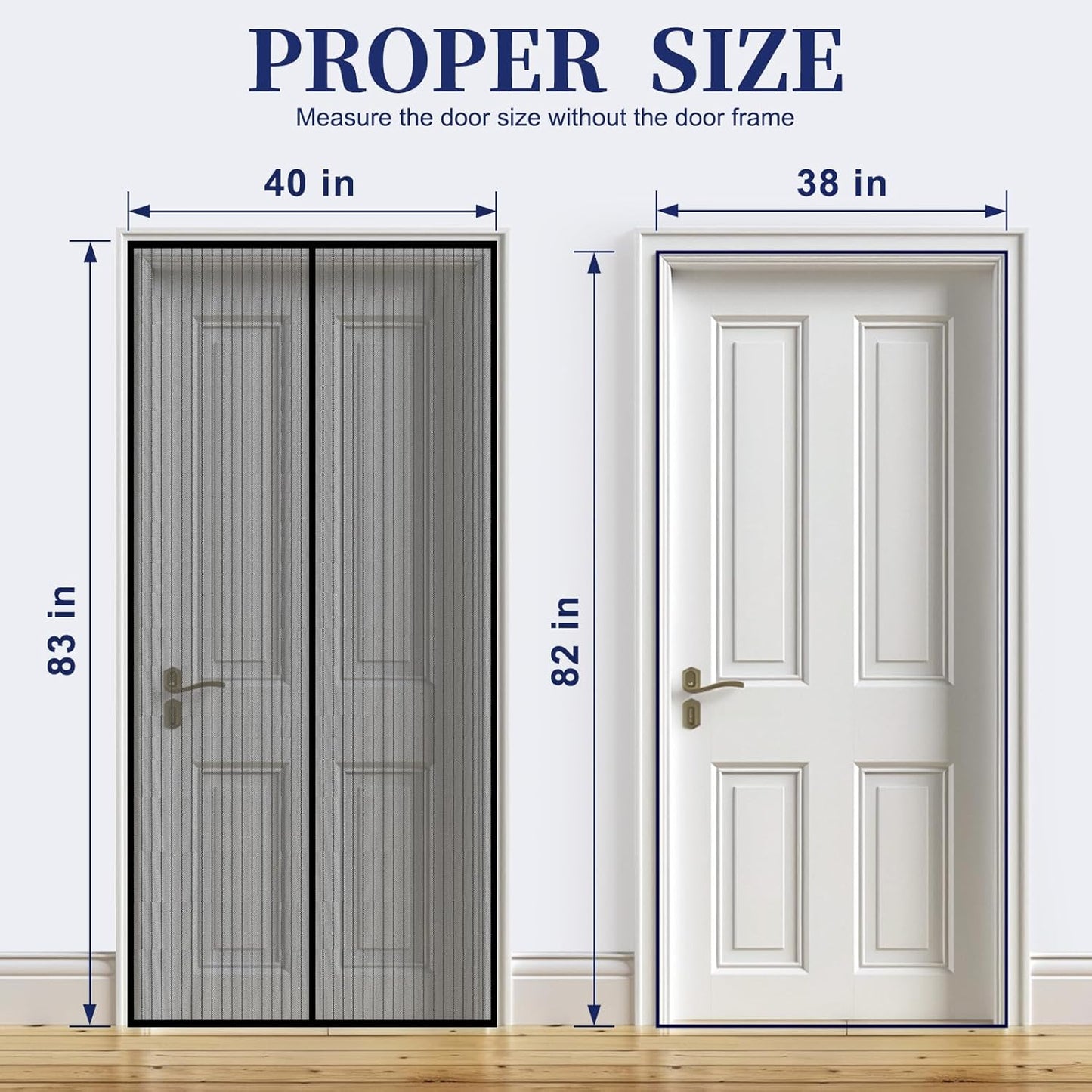 Magnetic Screen Door Mesh, Hand Free Door Screen Magnetic Closure Keep Bug Out Let Breeze in, Magnetic Door Screen Pet and Kid Friendly,Door Net Screen with Magnet Fit Door Size 37x 82 Inch
