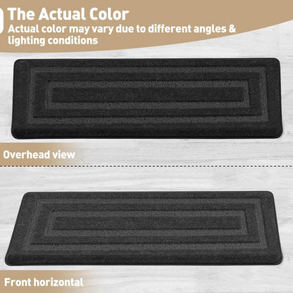 PURE ERA Carpet Stair Treads Tape Free Non Slip Indoor Stair Carpet Stair Protectors Pet-Friendly Non-Slip Skid Resistant Washable Reusable 8" x 30"(2 Pieces,Black)