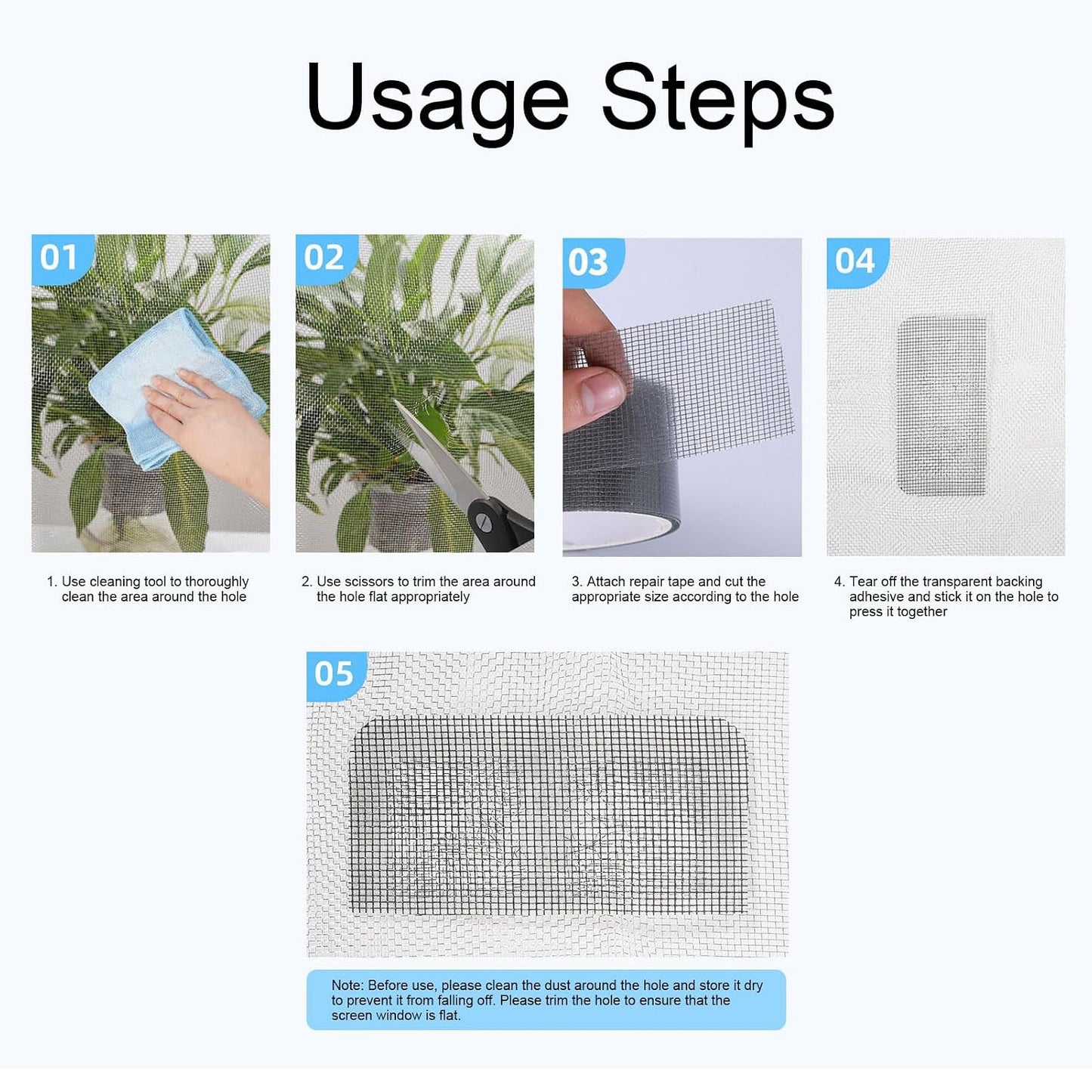 Window Screen Repair Mesh Patch Self Adhesive Tape Roll Strong Sticky Breathable Net Repair Kit for Home Camping Tent Door Bed Screen Quick Fix Solution 80mm x 6.1m (Black)