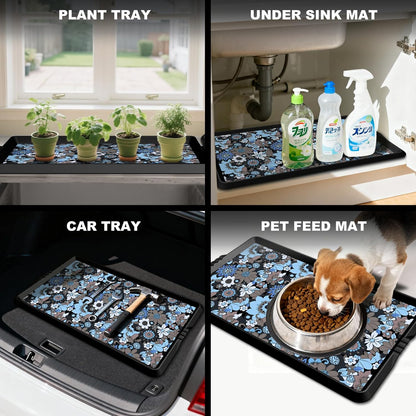 BEHERO Boot Tray Shoe Mat Decorative Patterned, Rubber Shoe Matt Tray Indoor/Outdoor Use, 16" x27.5" Shoe Cleaning Mat Non-Slip, Shoe Storage Waterproof Flower Prints for Entryway, Sunlit Blossom