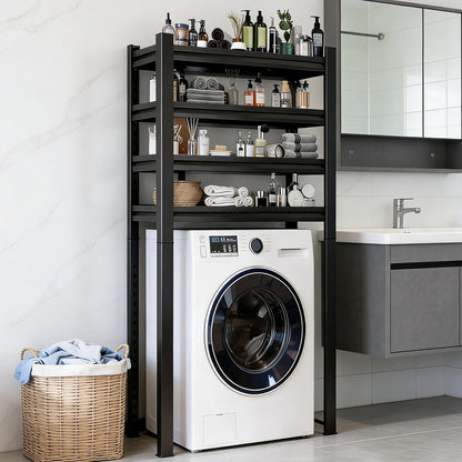 Over The Washer and Dryer Storage Shelf, Height-Adjustable 4-Tier Metal Heavy Duty Over The Washer, Organizer Rack for Washer Dryer, Laundry Room Organizer Rack, Multi-Functional Storage Shelf