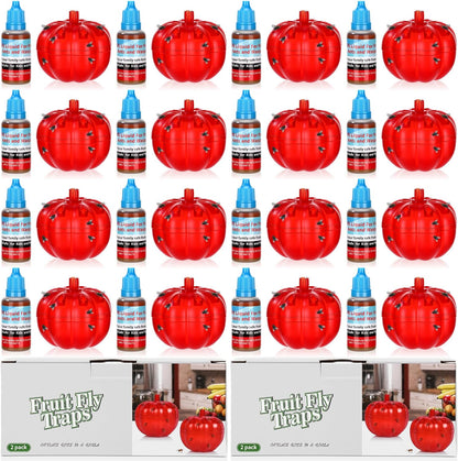 12 Pack Fruit Fly Traps for Indoors 12 Bottle 0.68oz Refills Liquid, Fruit Fly Killer Gnat Traps for Indoor 540 Days Supply of Reusable Gnat Trap with Lure for Kitchen House Dining(Clear)