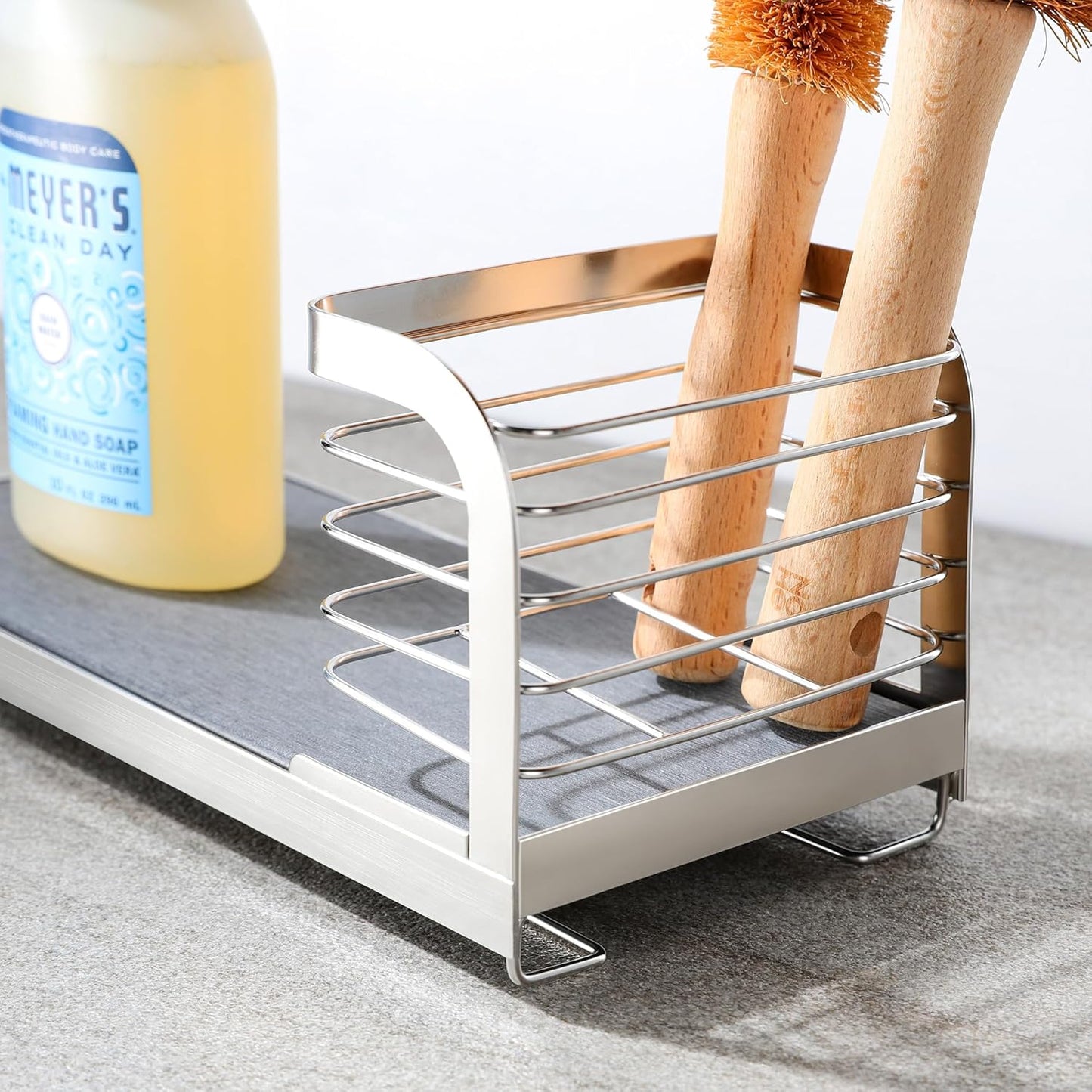 for Scrub Daddy & Mommy Sponge Holder, Kitchen Sink Caddy for Soap Dish & Adjustable Dish Brush Holder, with Diatomite Stone Sink Tray, Instant Dry