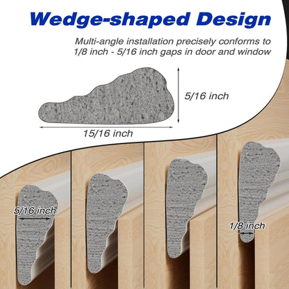Weather Stripping Door Seal Strip for Door Frame,Window Insulation for Winter,Doors Soundproofing Gap Filler,Window Sealer Exterior Doors Weather Stripping,Foam Windows Draft Stopper (White,118'')