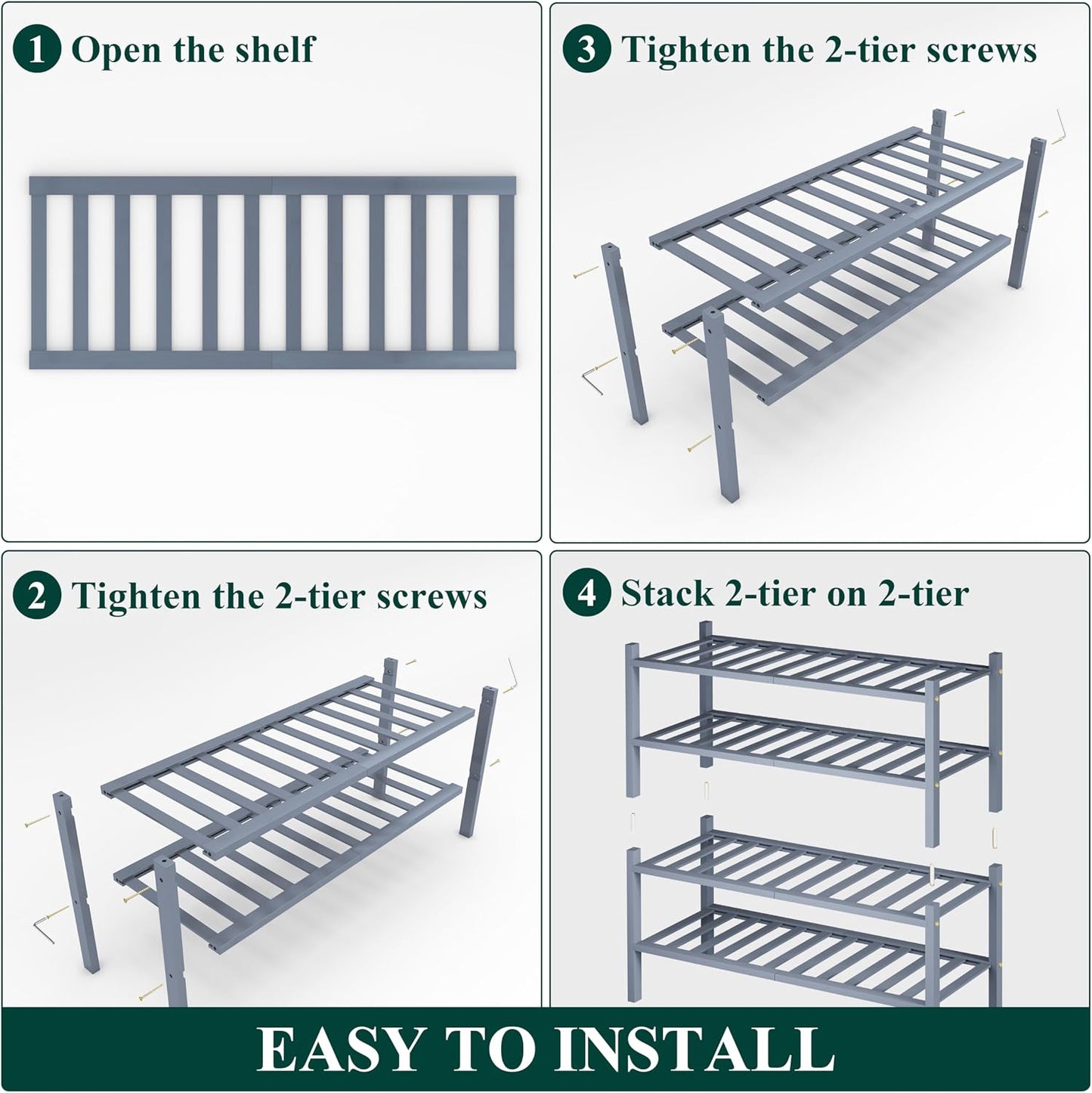 Smiry Bamboo Shoe Rack, 3 Tier Free Standing Wooden Shoe Organizer, Stackable Wood Shoe Storage Shelf for Closet, Entryway, 12 Vertical Slats, 2+1 Stack Standard Legs, 26.8"x11"x19.5", Natural