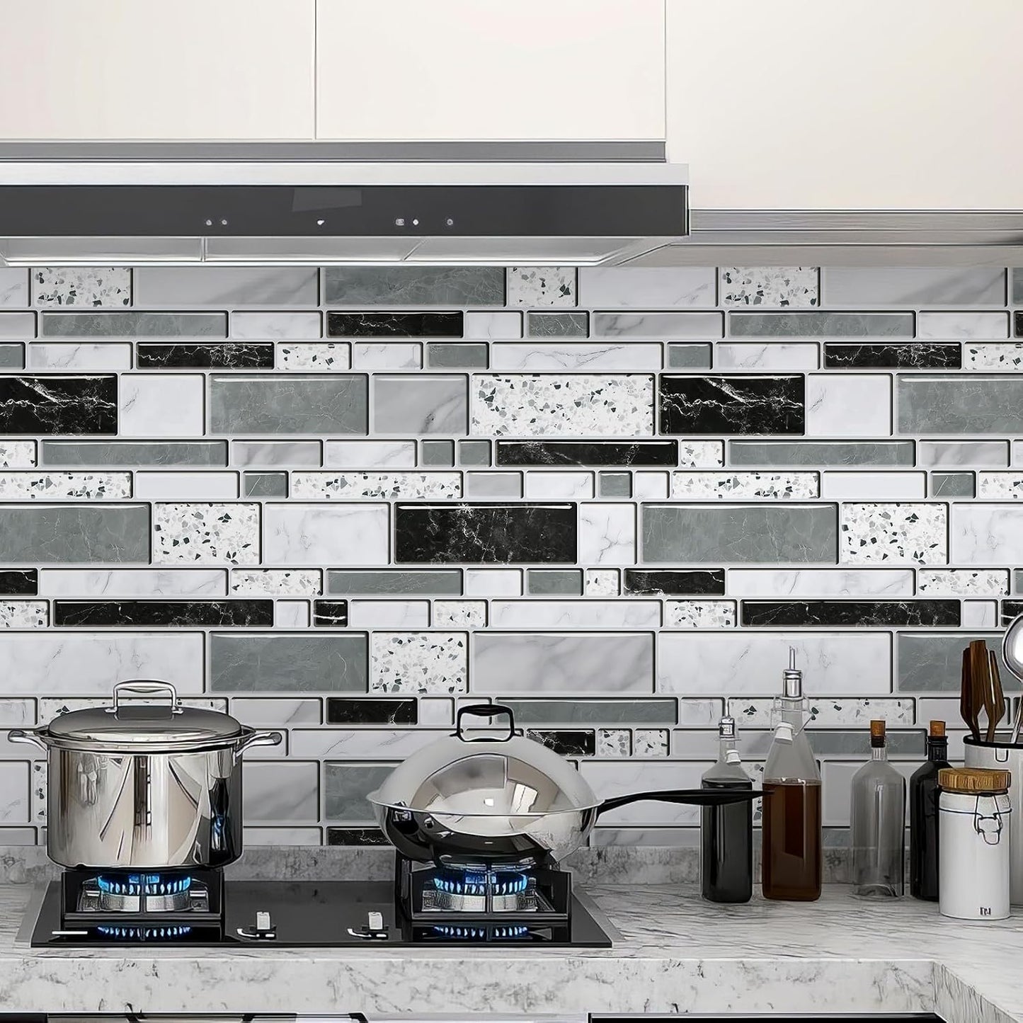 WENMER Peel and Stick Backsplash Wallpaper, Kitchen Backsplash Wallpaper, Kitchen Peel and Stick Wall Paper, Tile Contact Paper for Countertop, Bathroom 17.7"x 78.7"