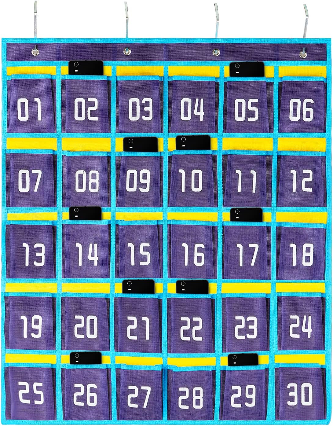 Loghot 36 Numbered Pockets Classroom Pocket Chart for Cell Phone Holder | Wall Door Hanging Pocket Organizer for Phone Calculator Holder, Phone Pouch for School Classroom & Office Phone Management