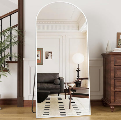 Prywot Arched Full Length Mirror, 70"x26" Free Standing Floor Mirror, Modern Full Body Mirrors with Stand, Wall Mirrors with Aluminum Alloy Frame for Bedroom,Living Room, Gold