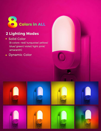 L LOHAS LED Night Lights Plug into Wall, [2 Pack] LED Dimmable Night Light with Light Sensors, 30/60LM Adjustable Brightness Nightlights, Soft White 3000K Automatic Night Light for Kid, Hallway