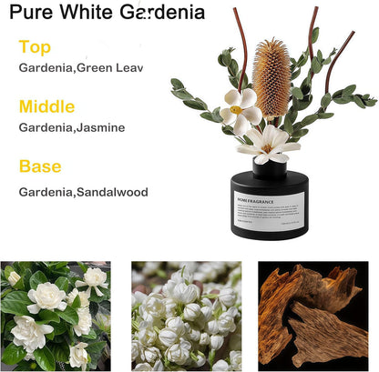 Reed Diffuser Set with Dried Flowers, 3.38fl.oz Fragrance Diffuser with Sticks, Scented Sticks Aroma Diffuser, Home & Office Décor for Air Fresheners, Bathroom (Jasmine Tea)