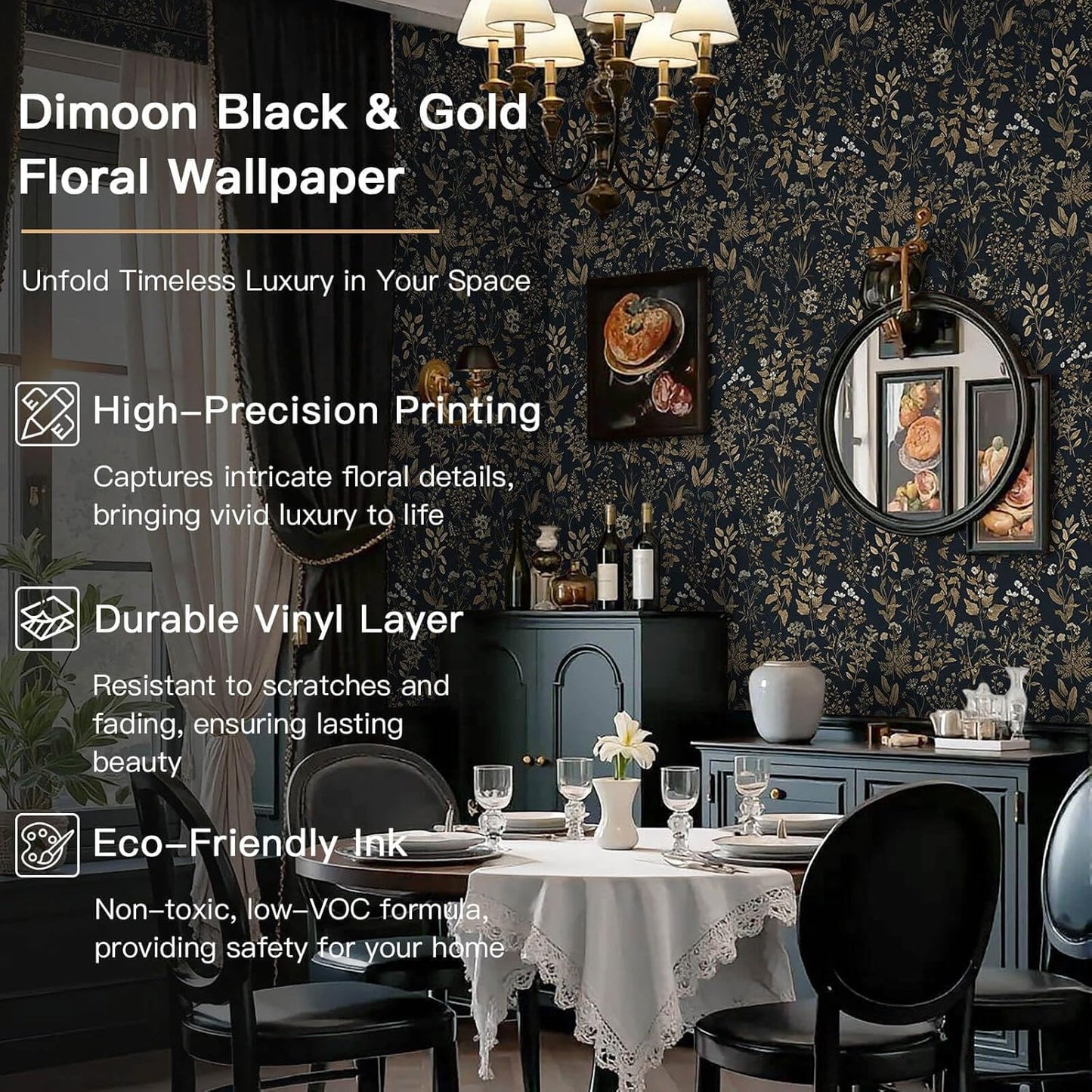 Dimoon 17.3" X 78.7" Peel and Stick Wallpaper Floral Contact Paper Boho Beige White Renter Friendly Natural Wall Paper Waterproof Removable Self Adhesive Wallpaper for Bedroom Livingroom Vinyl Roll