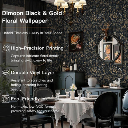 Dimoon 17.3" X 78.7" Peel and Stick Wallpaper Floral Contact Paper Boho Beige White Renter Friendly Natural Wall Paper Waterproof Removable Self Adhesive Wallpaper for Bedroom Livingroom Vinyl Roll