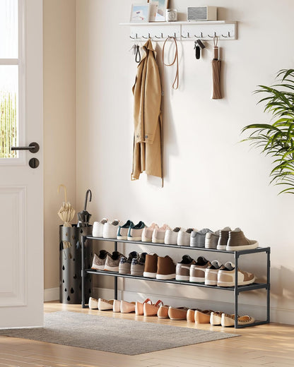 SONGMICS Shoe Rack, 6-Tier Shoe Organizer, Metal Storage Shelf, Upright or Upside Down, for 24-30 Pairs, Stackable, for Entryway, 11.8 x 36.2 x 42.7 Inches, Black ULSA306BH01
