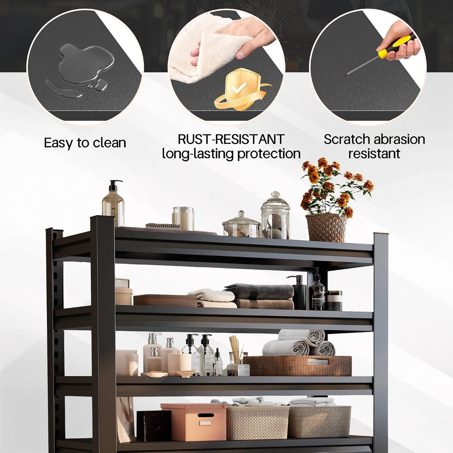 Over Washer and Dryer Shelves, Laundry Room Shelves Adjustable Metal Heavy Duty Freestanding Storage Shelving, Washing Machine Rack for Organization and Storage, Black (39.4" W X 17.7" D X 71.2" H)