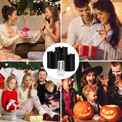 3"x4" Flickering Flameless Battery Candles with Timer, White Realistic LED Pillar Candles, Set of 2 Large Remote-Operated Candles for Home Indoor/Outdoor & Holiday Decor