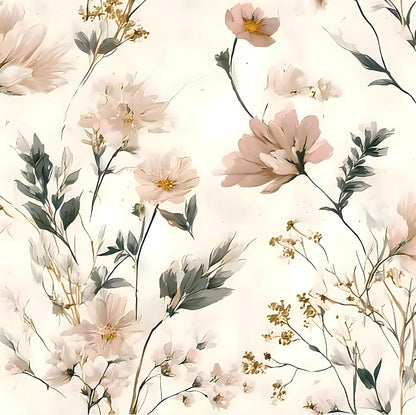 Peel and Stick Wallpaper, Soft Wildflower Botanical Contact Paper, PVC Vinyl Removable Wall Covering, Waterproof Easy-Clean, No Residue Renter Friendly, Neutral Decor, 39.4x17.3 in (Flowers2)