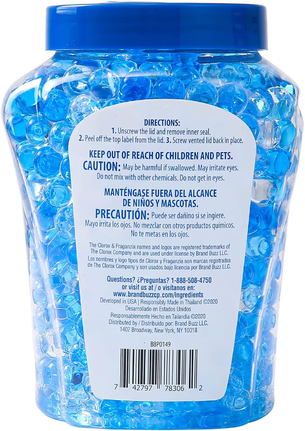 Clorox Fraganzia Crystal Beads Air Freshener, Long Lasting Room Deodorizer and Odor Eliminator Gel Beads to Freshen Home, Car, or Office, Fresh Ocean Breeze Scent, 12 Fl Oz - 2 Pack
