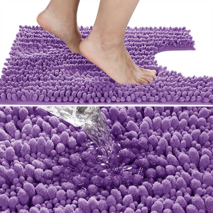 Yimobra Bathroom Rugs Non Slip Washable - Ultra Soft Absorbent Chenille Bath Mat, Quick Dry Shaggy Floor Carpet for Tub Shower, Gray Home Decor Accessories, 24x17 Inch