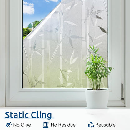 rabbitgoo Window Privacy Film for Glass Windows with Kit Decorative Clings UV Blocking Heat Control Static Cling Removable Bathroom Bedroom Door Home Coverings Pure, 17.5 X 78.7 inches
