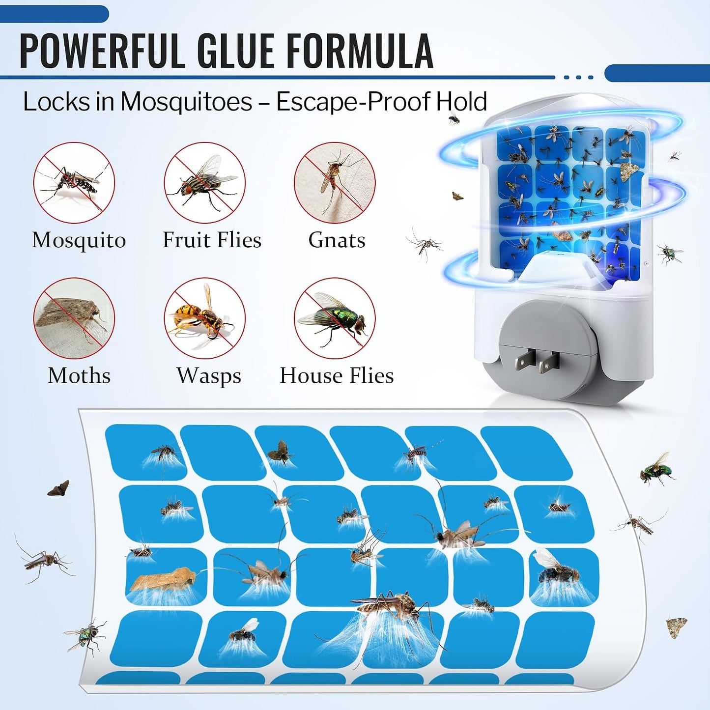 20 Pack Fly Trap Refills Compatible with WowCatch N386A Fly Trap | Double-Sided Sticky Glue Cards, Indoor Flying Insect Trap Refills, Mosquitoes, Gnats, Flies and Other Bugs