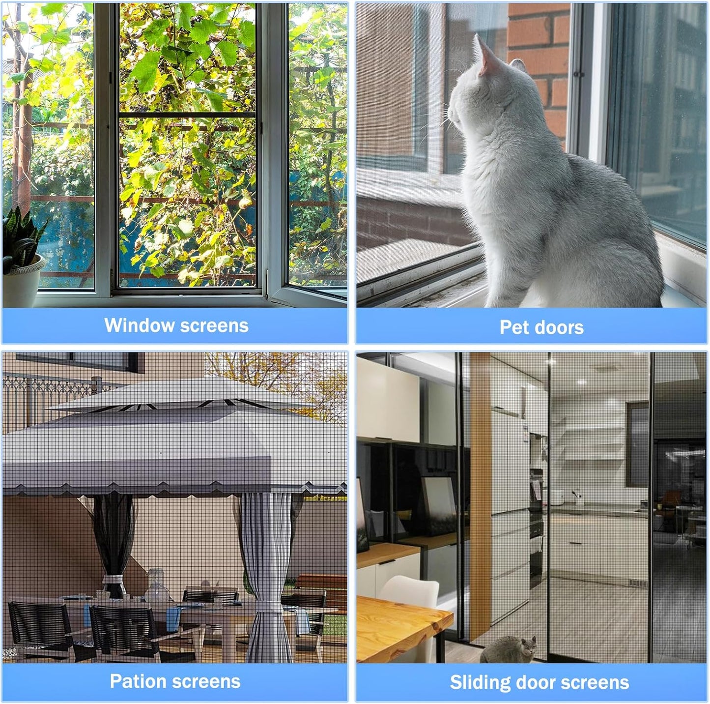 48"x102" Windows Screen Mesh,Fiberglass Window Screen Mesh, Screen Door Mesh, Windows Screens and Screen Door Replacement, Patio Screen Mesh