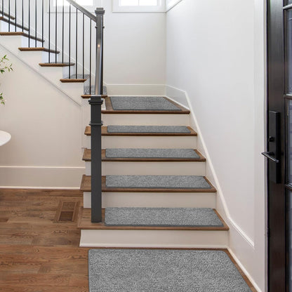 PURE ERA Carpet Stair Treads Tape Free Non Slip Indoor Stair Carpet Stair Protectors Pet-Friendly Non-Slip Skid Resistant Washable Reusable 8" x 30"(2 Pieces,Black)